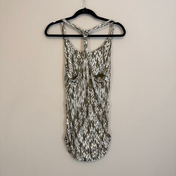 Banana Republic Tank Top L Green Abstract Halter Cowl Neck Summer Luxury NWOT - Picture 2 of 7